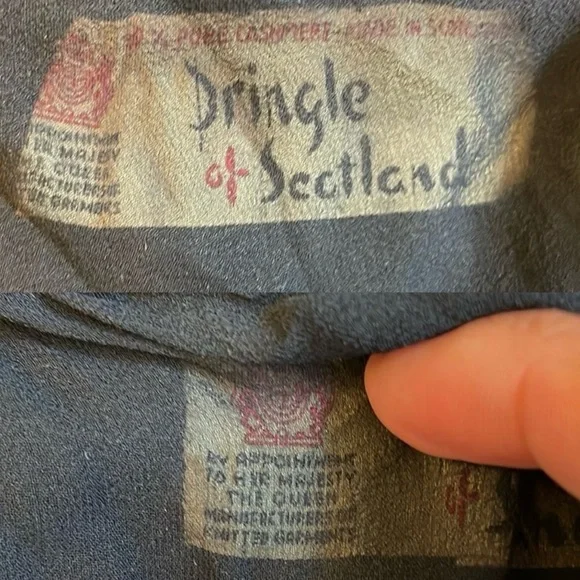 Vintage Pringle Of Scotland Cashmere Cardigan Sweater Jacket Mink Fur Collar S-M - Picture 5 of 11